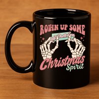 Rollin Up Some Christmas Spirit Funny Marijuana 11oz C Handle Ceramic Mug