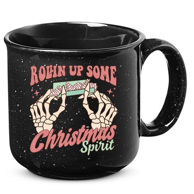Rollin Up Some Christmas Spirit Funny Marijuana 15oz Campfire Ceramic Mug