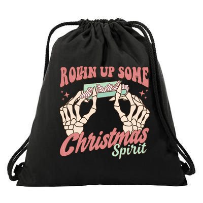 Rollin Up Some Christmas Spirit Funny Marijuana Drawstring Bag