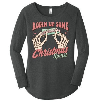 Rollin Up Some Christmas Spirit Funny Marijuana Women's Perfect Tri Tunic Long Sleeve Shirt