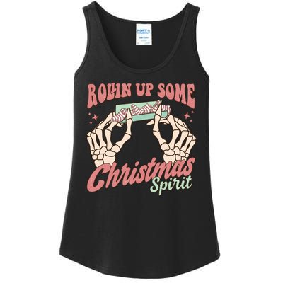 Rollin Up Some Christmas Spirit Funny Marijuana Ladies Essential Tank