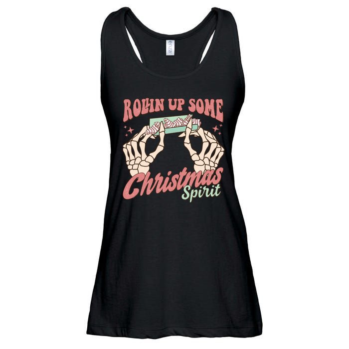 Rollin Up Some Christmas Spirit Funny Marijuana Ladies Essential Flowy Tank