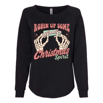 Rollin Up Some Christmas Spirit Funny Marijuana Womens California Wash Sweatshirt