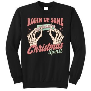 Rollin Up Some Christmas Spirit Funny Marijuana Tall Sweatshirt