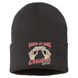 Rollin Up Some Christmas Spirit Funny Marijuana Sustainable Knit Beanie