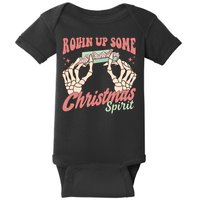 Rollin Up Some Christmas Spirit Funny Marijuana Baby Bodysuit