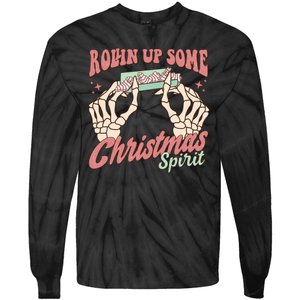 Rollin Up Some Christmas Spirit Funny Marijuana Tie-Dye Long Sleeve Shirt