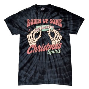 Rollin Up Some Christmas Spirit Funny Marijuana Tie-Dye T-Shirt