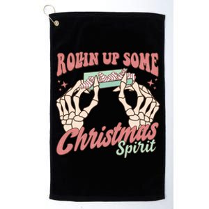 Rollin Up Some Christmas Spirit Funny Marijuana Platinum Collection Golf Towel