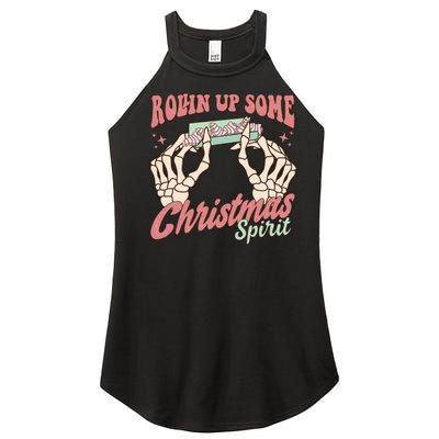 Rollin Up Some Christmas Spirit Funny Marijuana Women's Perfect Tri Rocker Tank