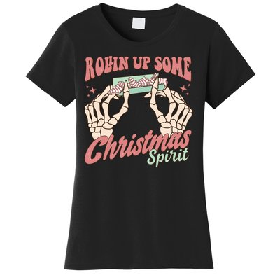 Rollin Up Some Christmas Spirit Funny Marijuana Women's T-Shirt