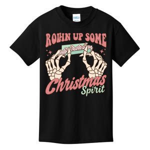 Rollin Up Some Christmas Spirit Funny Marijuana Kids T-Shirt