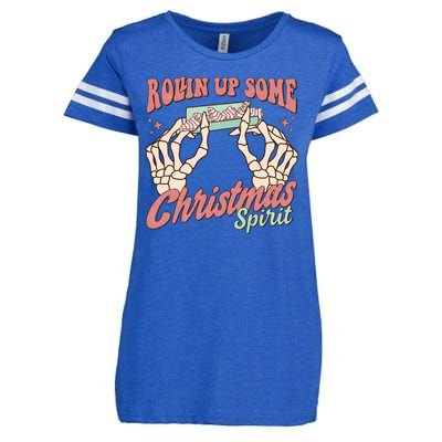 Rollin Up Some Christmas Spirit Funny Marijuana Enza Ladies Jersey Football T-Shirt