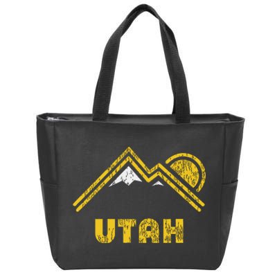 Retro Utah T Vintage Mountains Design Zip Tote Bag