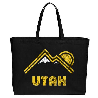 Retro Utah T Vintage Mountains Design Cotton Canvas Jumbo Tote