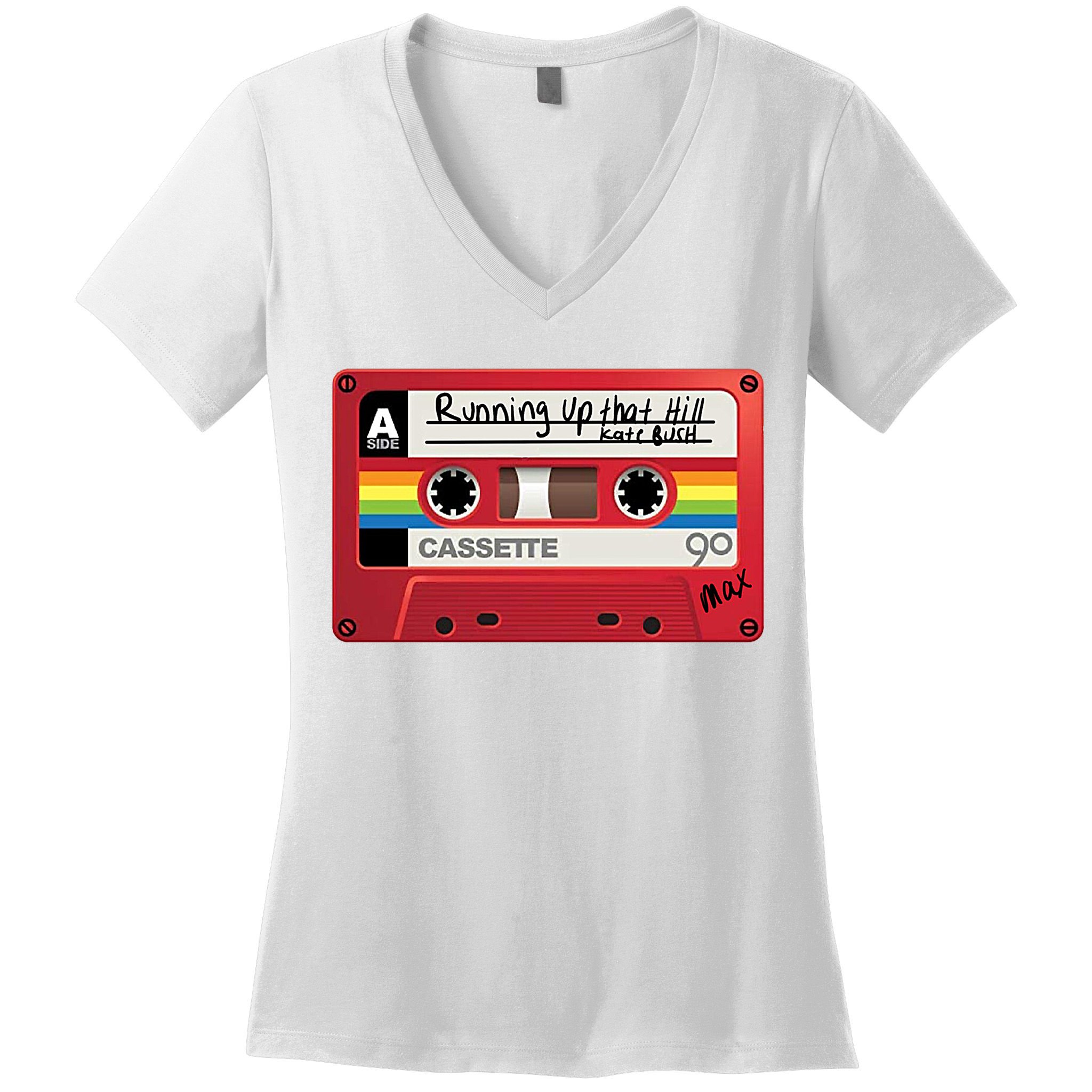 Running Up That Hill Cassette Kate Bush Vintage Retro LGBT Women's V-Neck T-Shirt