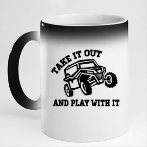 Retro Utv Take It Out Play With It Offroad Sxs Usa Flag Gift 11oz Black Color Changing Mug