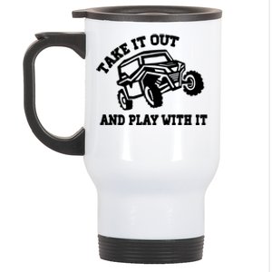 Retro Utv Take It Out Play With It Offroad Sxs Usa Flag Gift Stainless Steel Travel Mug