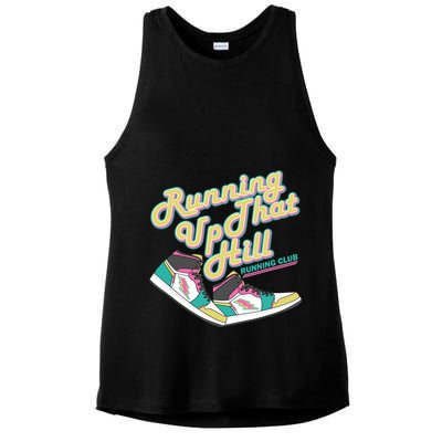 Running Up That Hill Retro Running Marathon Track Cross Ladies PosiCharge Tri-Blend Wicking Tank