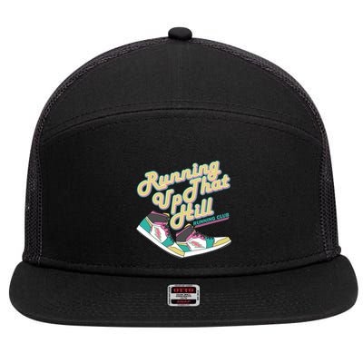 Running Up That Hill Retro Running Marathon Track Cross 7 Panel Mesh Trucker Snapback Hat