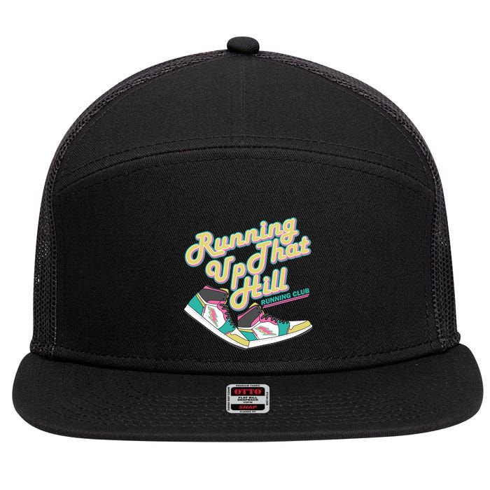 Running Up That Hill Retro Running Marathon Track Cross 7 Panel Mesh Trucker Snapback Hat