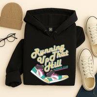 Running Up That Hill Retro Running Marathon Track Cross Hoodie