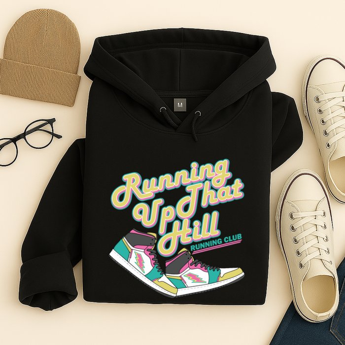 Running Up That Hill Retro Running Marathon Track Cross Hoodie