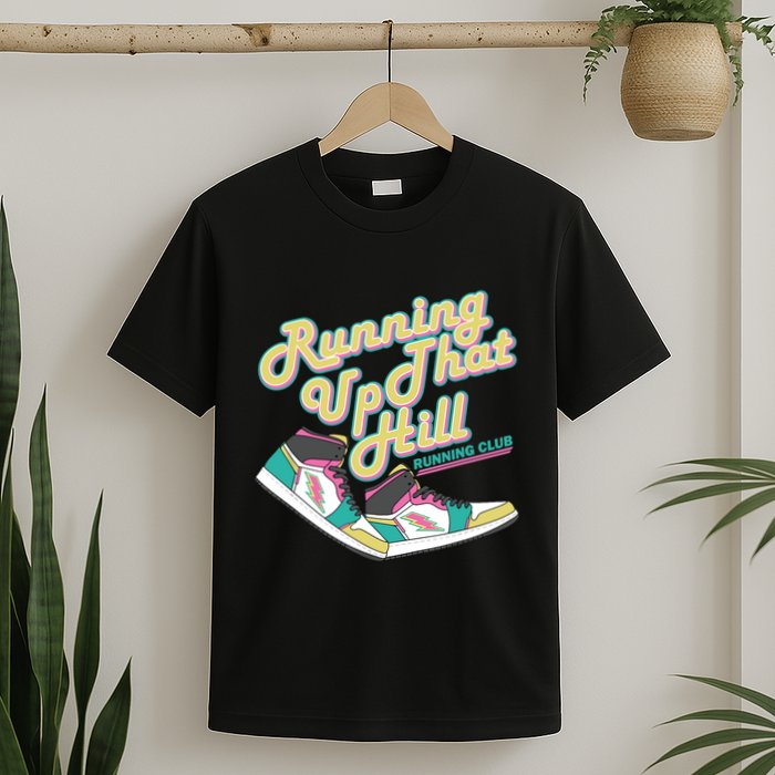 Running Up That Hill Retro Running Marathon Track Cross T-Shirt