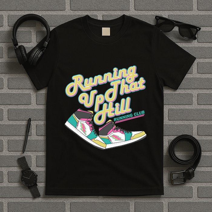 Running Up That Hill Retro Running Marathon Track Cross T-Shirt