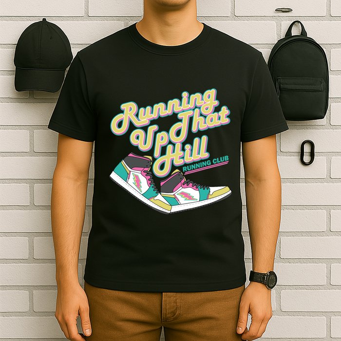 Running Up That Hill Retro Running Marathon Track Cross T-Shirt