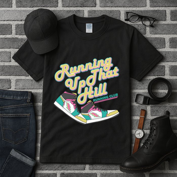 Running Up That Hill Retro Running Marathon Track Cross Tall T-Shirt