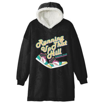 Running Up That Hill Retro Running Marathon Track Cross Hooded Wearable Blanket