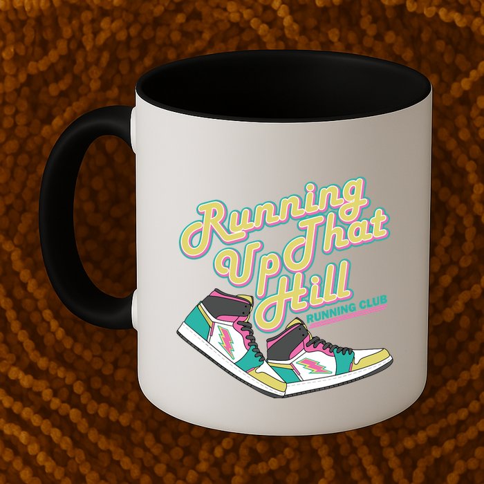 Running Up That Hill Retro Running Marathon Track Cross Mug