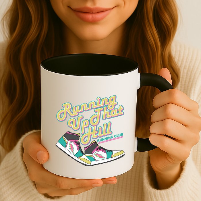 Running Up That Hill Retro Running Marathon Track Cross Mug