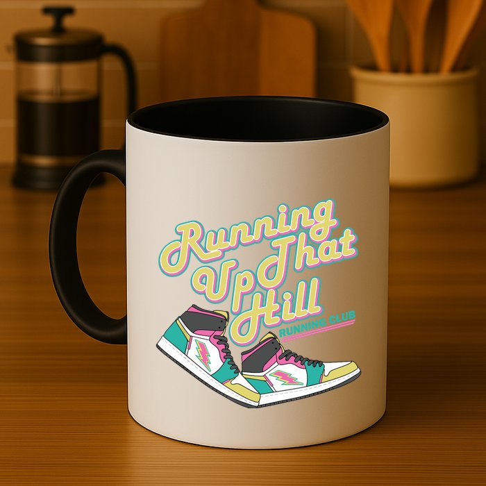 Running Up That Hill Retro Running Marathon Track Cross Mug
