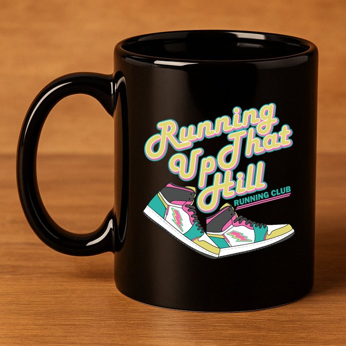 Running Up That Hill Retro Running Marathon Track Cross 11oz C Handle Ceramic Mug