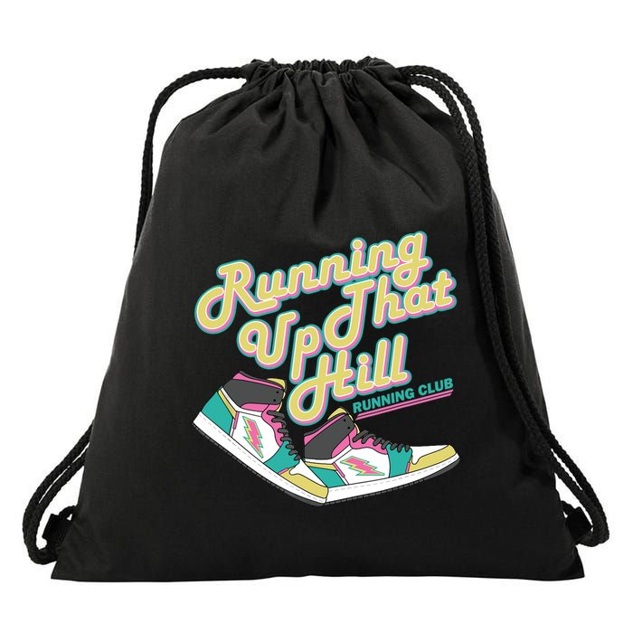 Running Up That Hill Retro Running Marathon Track Cross Drawstring Bag
