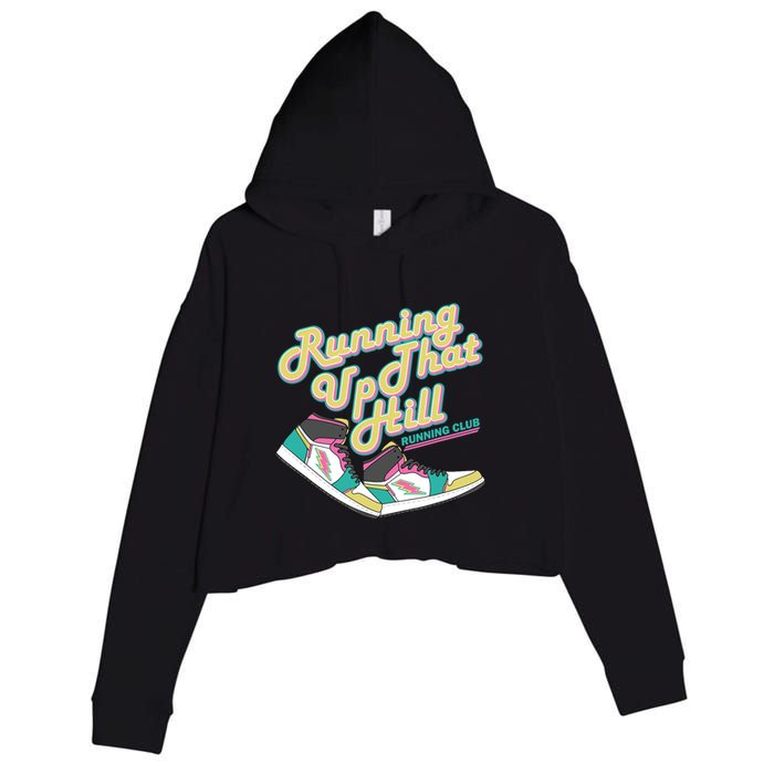 Running Up That Hill Retro Running Marathon Track Cross Crop Fleece Hoodie