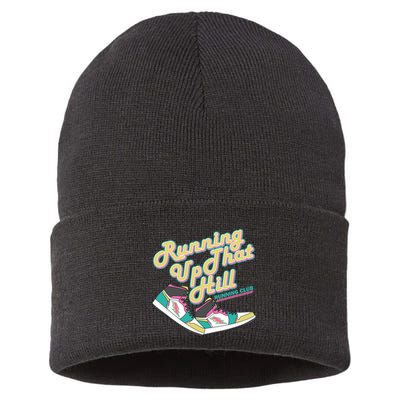 Running Up That Hill Retro Running Marathon Track Cross Sustainable Knit Beanie