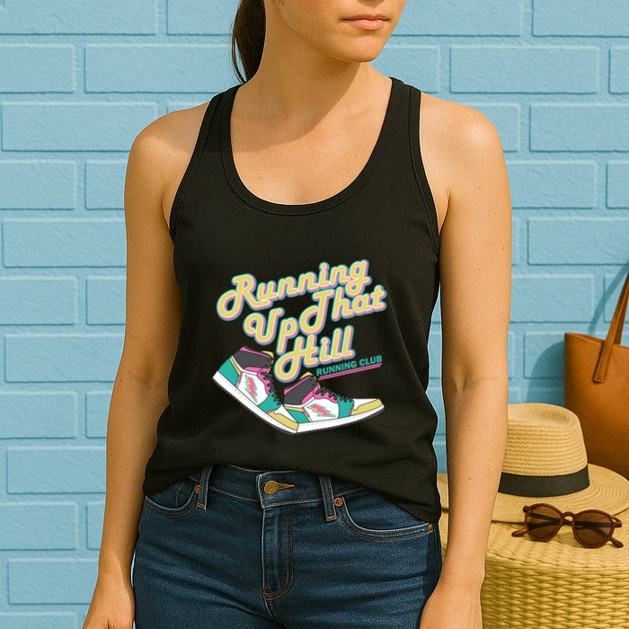Running Up That Hill Retro Running Marathon Track Cross Womens Tank Top