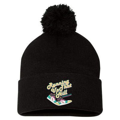 Running Up That Hill Retro Running Marathon Track Cross Pom Pom 12in Knit Beanie