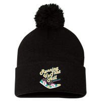 Running Up That Hill Retro Running Marathon Track Cross Pom Pom 12in Knit Beanie
