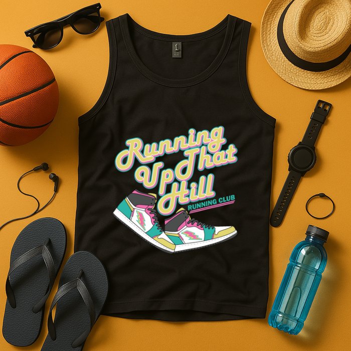 Running Up That Hill Retro Running Marathon Track Cross Tank Top