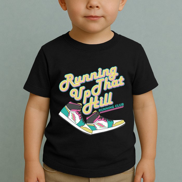 Running Up That Hill Retro Running Marathon Track Cross Toddler T-Shirt