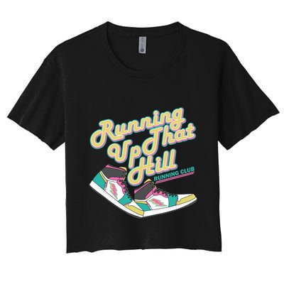 Running Up That Hill Retro Running Marathon Track Cross Crop Top