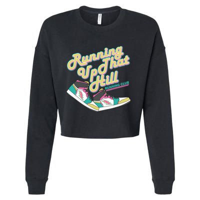 Running Up That Hill Retro Running Marathon Track Cross Cropped Pullover Crew