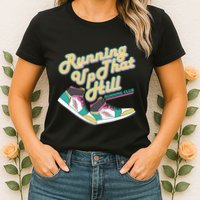 Running Up That Hill Retro Running Marathon Track Cross Womens T-Shirt