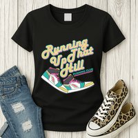 Running Up That Hill Retro Running Marathon Track Cross Womens T-Shirt