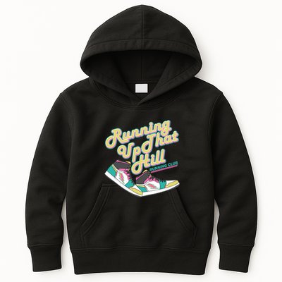 Running Up That Hill Retro Running Marathon Track Cross Kids Hoodie