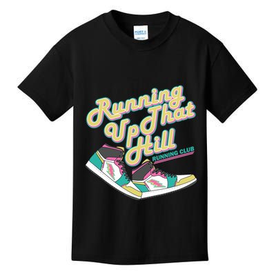 Running Up That Hill Retro Running Marathon Track Cross Kids T-Shirt